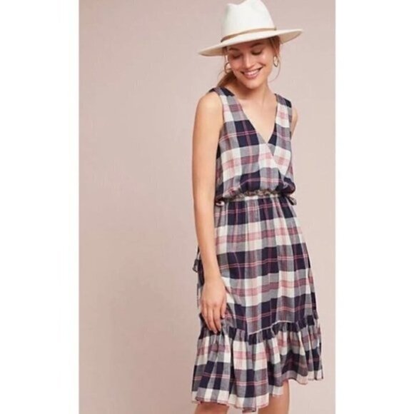ANTHROPOLOGIE Dickens Plaid Midi by Isabella Sinclair XS - Picture 1 of 8
